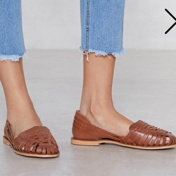 Nasty Gal Brown Leather Leather Sandals - Picture 2 of 5